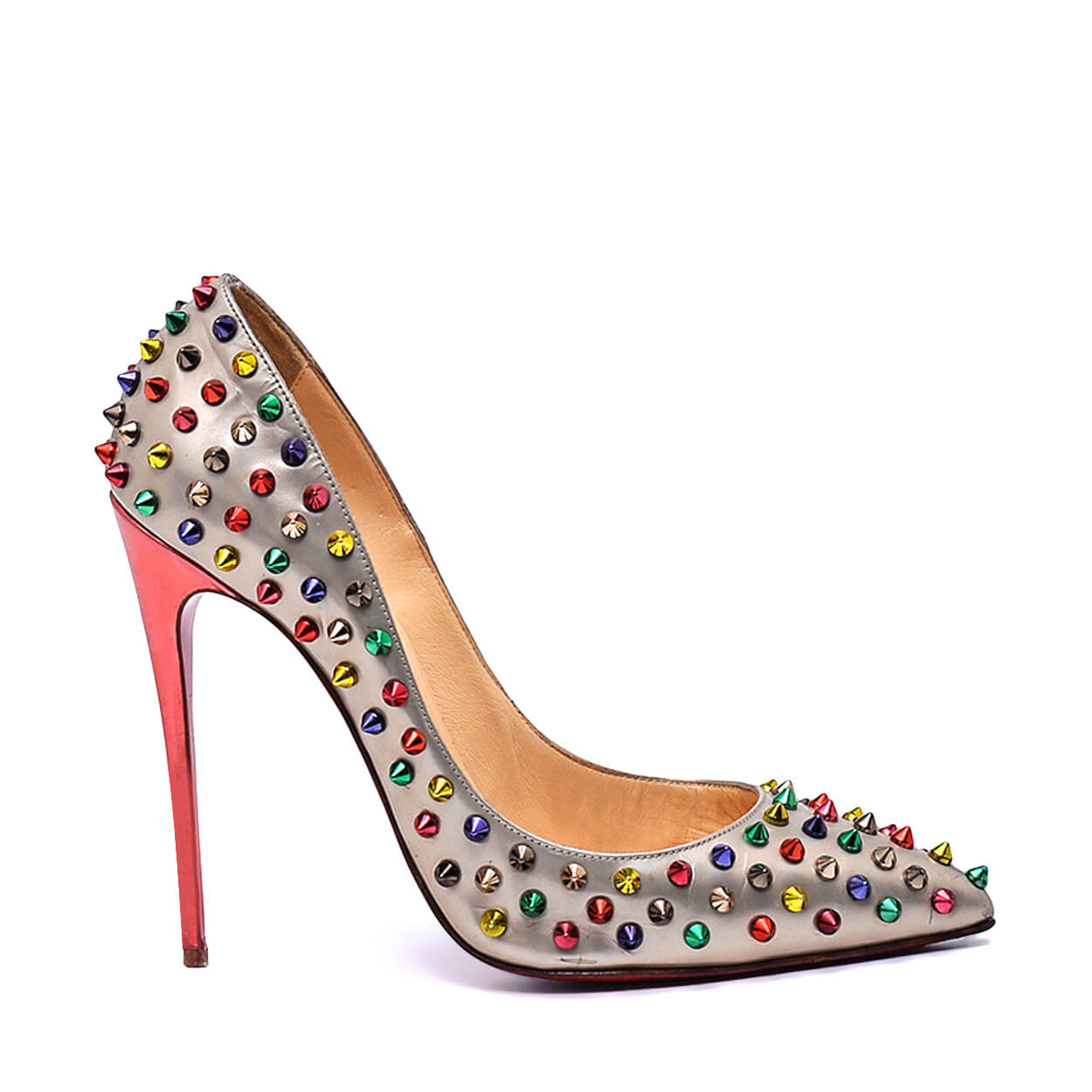 Christian Louboutin - Multicolor Leather Pigalle Follies Spikes Pumps 40